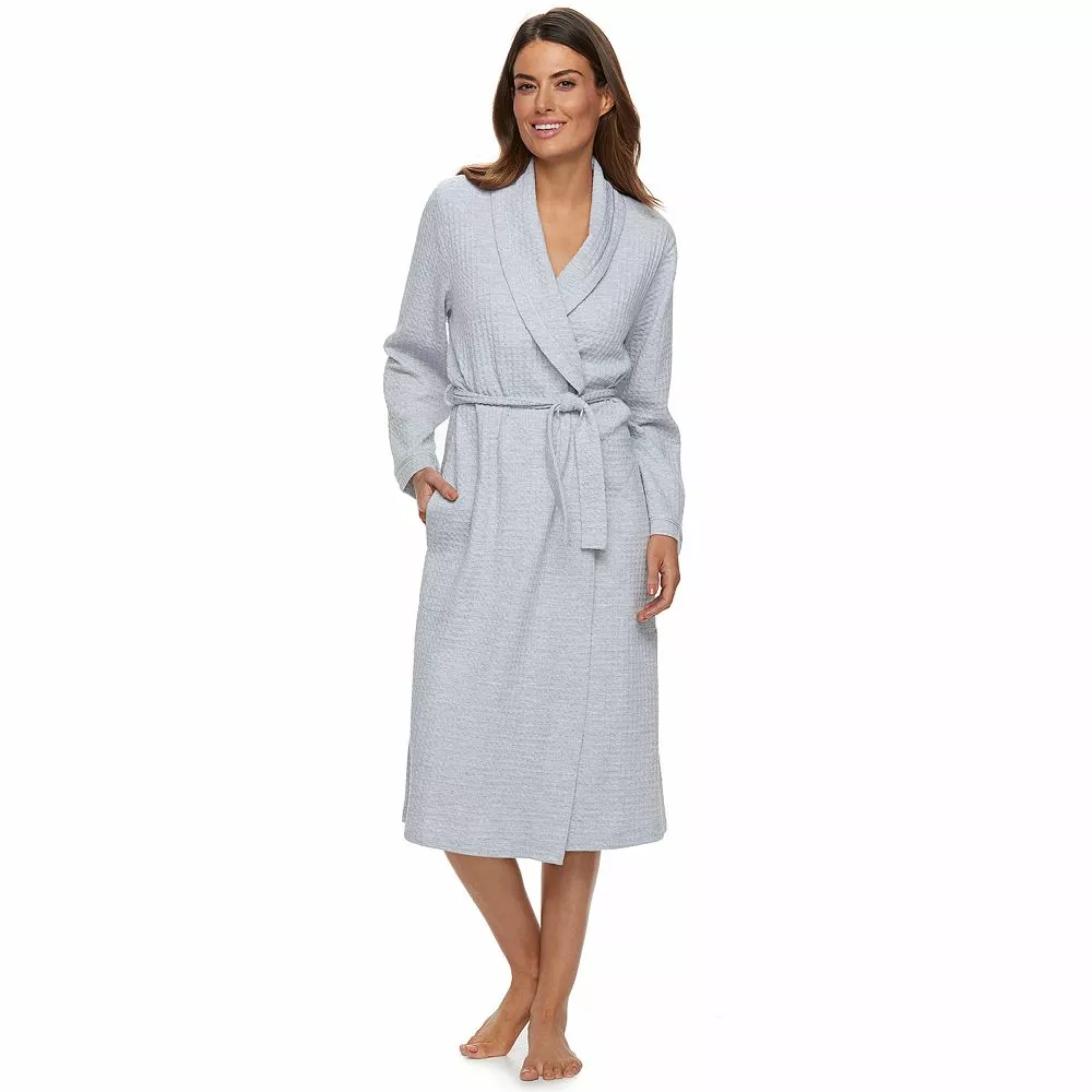 Women's Croft & Barrow® Waffle-Knit Long Shawl-Collar Robe 3 Women's Croft & Barrow® Waffle-Knit Long Shawl-Collar Robe