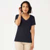 Women's Croft & Barrow® Essential V-Neck Tee -Barrow Sales 3482291 Navy