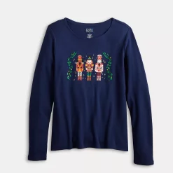 Women's Croft & Barrow® Holiday Long Sleeve Graphic Tee -Barrow Sales 3913731 ALT5