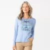 Women's Croft & Barrow® Holiday Long Sleeve Graphic Tee -Barrow Sales 3913731 Blue Love And Light