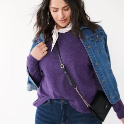 Plus Size Croft & Barrow® Essential Crewneck Long Sleeve Tee -Barrow Sales 4470907 ALT2