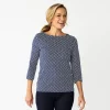 Women's Croft & Barrow® Boatneck Top -Barrow Sales 4556649 Navy Basket Weave