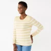 Women's Croft & Barrow® Extra Soft Crewneck Sweater -Barrow Sales 4922627 Beige Stripe