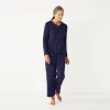 Women's Croft & Barrow® Textured Knit Henley Long Sleeve Pajama Top & Pajama Pants Sleep Set 2 Women's Croft & Barrow® Textured Knit Henley Long Sleeve Pajama Top & Pajama Pants Sleep Set -Barrow Sales 5011078 Navy Stars