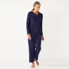 Petite Croft & Barrow® Textured Knit Henley Long Sleeve Pajama Top & Pajama Pants Set
