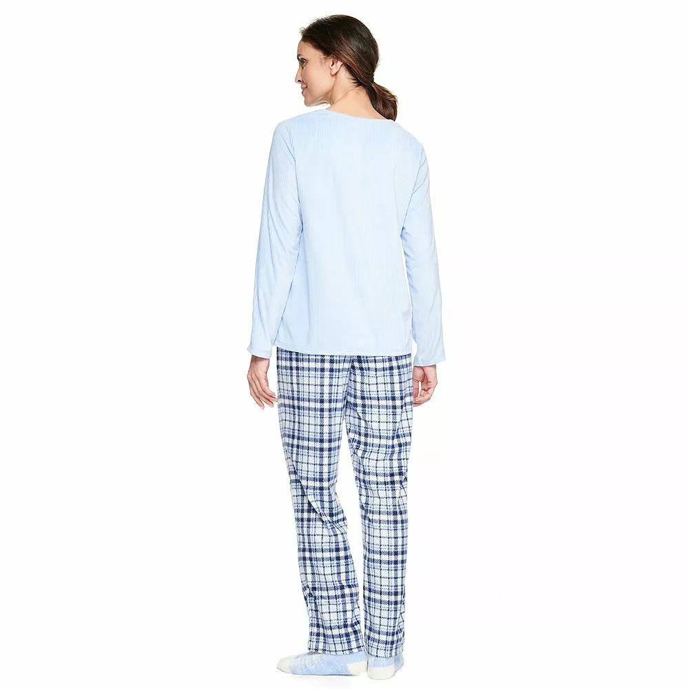 Women's Croft & Barrow® Velour Long Sleeve Pajama Top & Pajama Pants Set 4 Women's Croft & Barrow® Velour Long Sleeve Pajama Top & Pajama Pants Set - Image 2