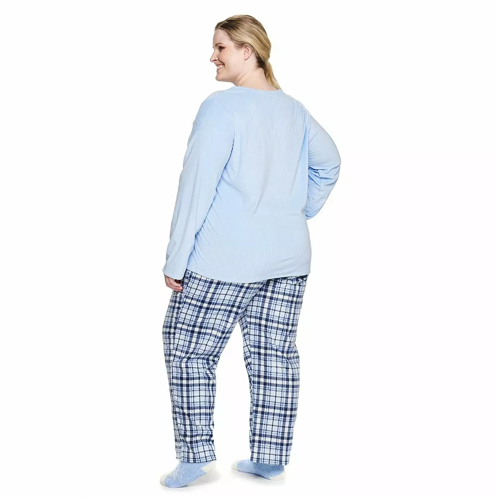 Plus Size Croft & Barrow® Velour Long Sleeve Pajama Top & Pajama Pants Set 4 Plus Size Croft & Barrow® Velour Long Sleeve Pajama Top & Pajama Pants Set - Image 2