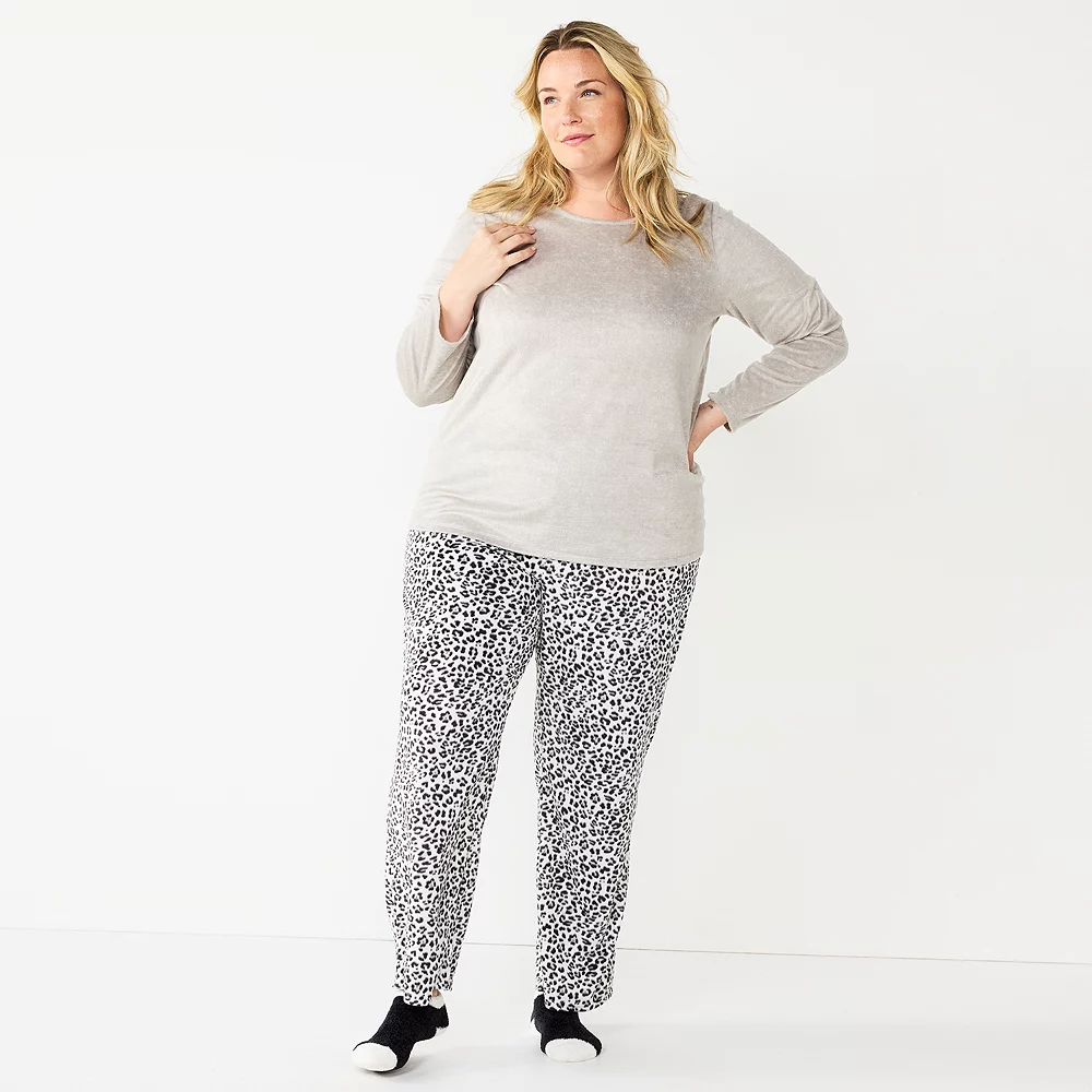 Plus Size Croft & Barrow® Velour Long Sleeve Pajama Top & Pajama Pants Set 3 Plus Size Croft & Barrow® Velour Long Sleeve Pajama Top & Pajama Pants Set