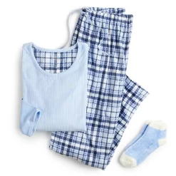 Petite Croft & Barrow® Velour Long Sleeve Pajama Top & Pajama Pants Set -Barrow Sales 5041069 ALT5