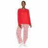 Women's Croft & Barrow® Long Sleeve Pajama Top & Pajama Pants Sleep Set -Barrow Sales 5044284 Red Buffalo