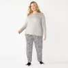 Plus Size Croft & Barrow® Long Sleeve Pajama Top & Pajama Pants Set -Barrow Sales 5044287 Gray Animal Print