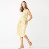 Petite Croft & Barrow® Smocked Swing Midi Dress -Barrow Sales 5235414 Yellow Floral