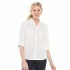 Petite Croft & Barrow® Knit-To-Fit Roll Tab Sleeve Shirt -Barrow Sales 5466827 White