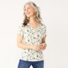 Women's Croft & Barrow® Henley Top -Barrow Sales 5511255 Grey Toucan Print