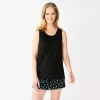 Women's Croft & Barrow® Pajama Tank & Pajama Shorts Sleep Set -Barrow Sales 5514257 Black Buds