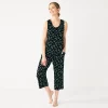 Petite Croft & Barrow® Pajama Tank & Pajama Capri Pants Sleep Set -Barrow Sales 5514278 Black Buds