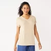 Women's Croft & Barrow Lace Trim Linen-Blend Tee -Barrow Sales 5538148 Khaki