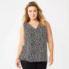 Plus Size Croft & Barrow® Tank -Barrow Sales 5557212 Black Lilly Leaves