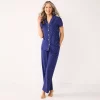 Women's Croft & Barrow® Short Sleeve Pajama Shirt & Pajama Pants Sleep Set -Barrow Sales 5567538 Navy Dots