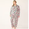 Plus Size Croft & Barrow® Long Sleeve Pajama Shirt & Pajama Pants Sleep Set -Barrow Sales 5567539 White Pink Floral