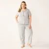 Plus Size Croft & Barrow® Short Sleeve Pajama Shirt & Pajama Pants Sleep Set -Barrow Sales 5567540 Gray Heather