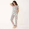 Petite Croft & Barrow® Short Sleeve Pajama Shirt & Pajama Pants Sleep Set