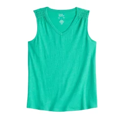 Women's Croft & Barrow® Smocked-Shoulder Tank -Barrow Sales 5573123 ALT5