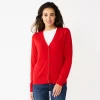Women's Croft & Barrow® Extra Soft V-Neck Cardigan -Barrow Sales 5581457 Red