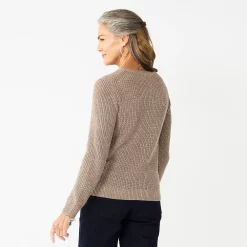 Women's Croft & Barrow® Crewneck Cable Sweater -Barrow Sales 5582065 ALT