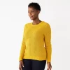 Women's Croft & Barrow® Crewneck Cable Sweater -Barrow Sales 5582065 Gold