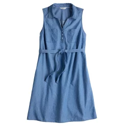 Women's Croft & Barrow® Sleeveless Chambray Shirtdress -Barrow Sales 5585765 ALT5
