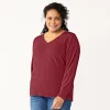 Plus Size Croft & Barrow® Extra Soft V-Neck Sweater -Barrow Sales 5587888 Plum