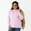 Plus Size Croft & Barrow® Boatneck Pullover Sweater -Barrow Sales 5587961 Purple Stripe