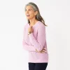 Petite Croft & Barrow® Crewneck Cable Sweater -Barrow Sales 5588816 Lavender