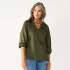 Women's Croft & Barrow® Tassel Peasant Top -Barrow Sales 5590159 Olive