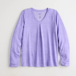 Women's Croft & Barrow® Whisperluxe Long Sleeve Pajama Top -Barrow Sales 5597044 ALT5
