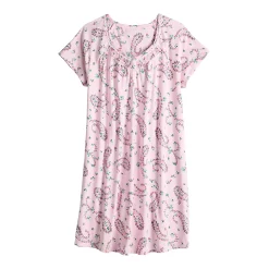 Women's Croft & Barrow® Cozy Short Sleeve Smocked Nightgown -Barrow Sales 5637631 ALT5