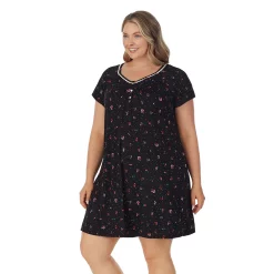 Plus Size Croft & Barrow® Cozy Short Sleeve Smocked Nightgown -Barrow Sales 5637632 ALT2