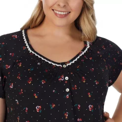 Plus Size Croft & Barrow® Cozy Short Sleeve Smocked Nightgown -Barrow Sales 5637632 ALT3