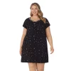 Plus Size Croft & Barrow® Cozy Short Sleeve Smocked Nightgown -Barrow Sales 5637632 Black Dotted Ditsy Flo