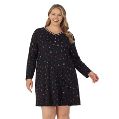 Plus Size Croft & Barrow® Cozy Long Sleeve Smocked Nightgown -Barrow Sales 5637636 ALT3