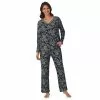 Women's Croft & Barrow® Cozy Long Sleeve Pajama Top & Pajama Pants Sleep Set -Barrow Sales 5637643 Black Toile