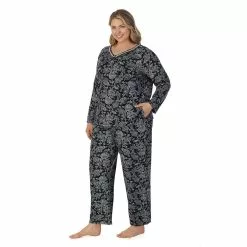 Plus Size Croft & Barrow® Cozy Long Sleeve Pajama Top & Pajama Pants Sleep Set -Barrow Sales 5637645 ALT2