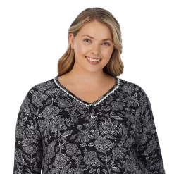 Plus Size Croft & Barrow® Cozy Long Sleeve Pajama Top & Pajama Pants Sleep Set -Barrow Sales 5637645 ALT3