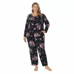 Plus Size Croft & Barrow® Cozy Long Sleeve Pajama Top & Pajama Pants Sleep Set