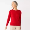 Petite Croft & Barrow® Puff Sleeve Bobble Sweater -Barrow Sales 5657749 Red