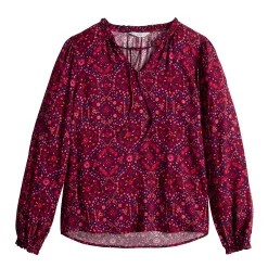 Women's Croft & Barrow® Tiered Textured Blouse -Barrow Sales 5659396 ALT5