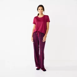 Women's Croft & Barrow® Short Sleeve Pajama Top & Pajama Pants Sleep Set 8 Women's Croft & Barrow® Short Sleeve Pajama Top & Pajama Pants Sleep Set -Barrow Sales 5666788 ALT2