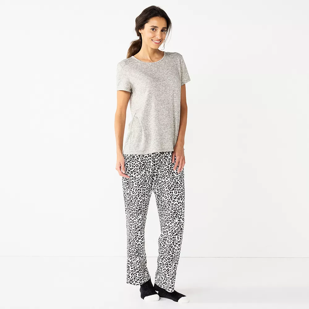 Women's Croft & Barrow® Short Sleeve Pajama Top & Pajama Pants Sleep Set 3 Women's Croft & Barrow® Short Sleeve Pajama Top & Pajama Pants Sleep Set