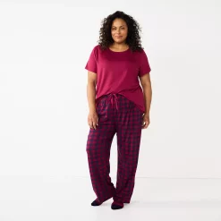 Plus Size Croft & Barrow® Short Sleeve Pajama Top & Pajama Pants Sleep Set -Barrow Sales 5666789 ALT2